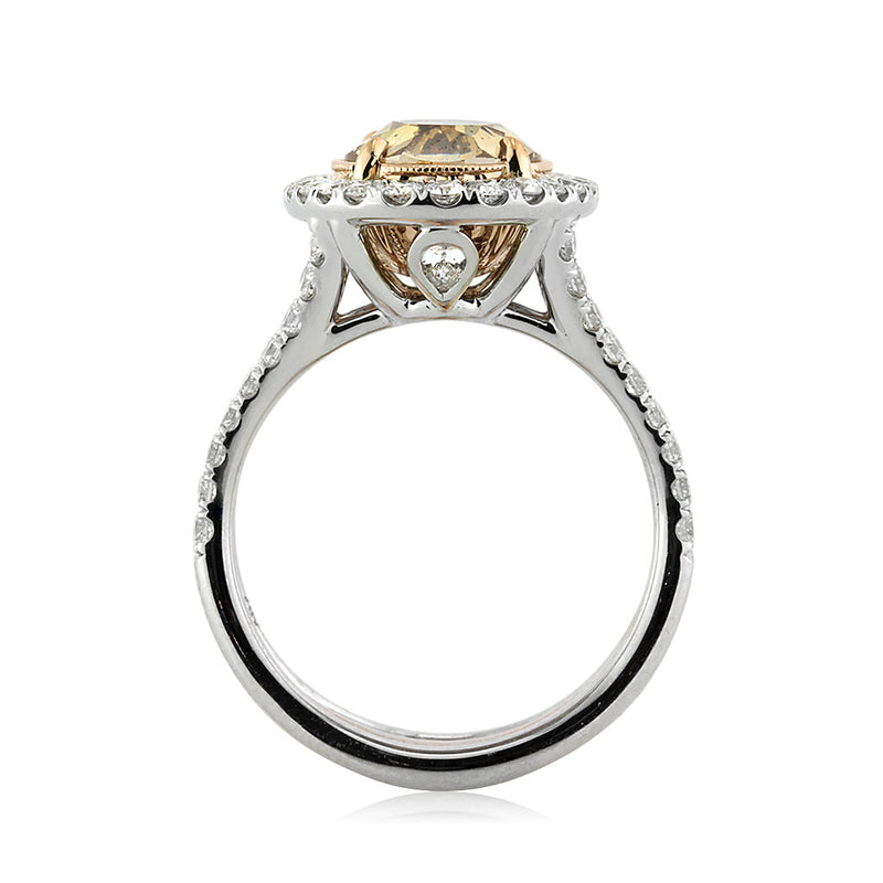 4.28ct Fancy Brown Yellow Oval Cut Diamond Engagement Ring