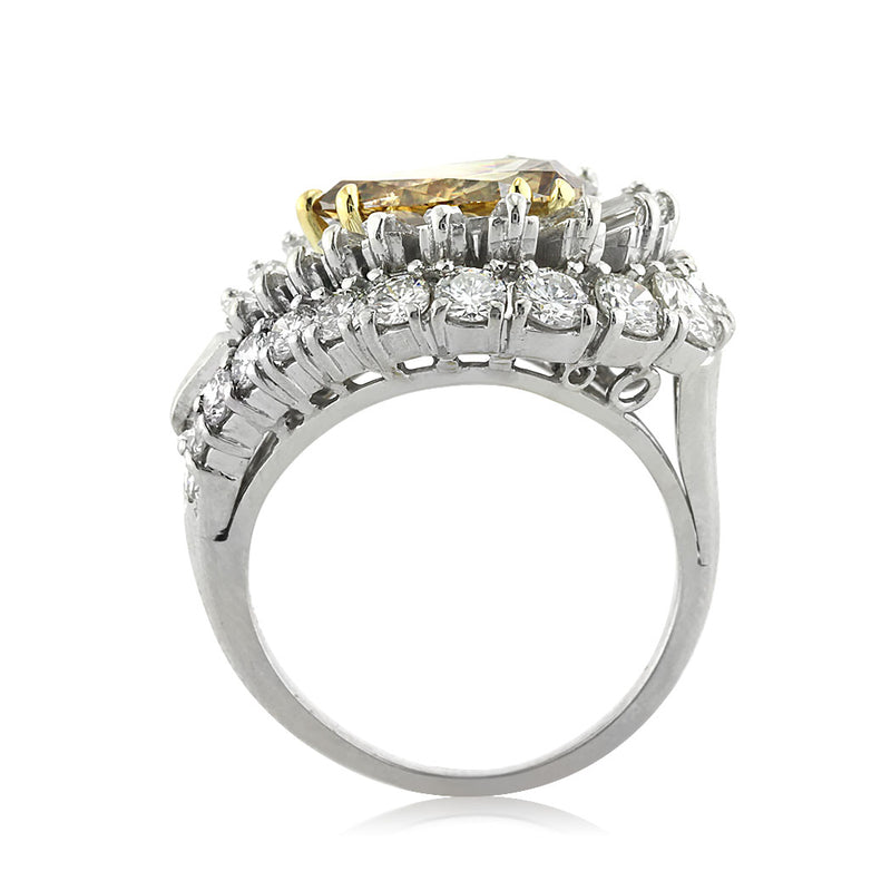 8.01ct Fancy Dark Brown Yellow Pear Shaped Diamond Engagement Ring