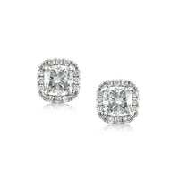 2.06ct Cushion Cut Diamond Halo Stud Earrings