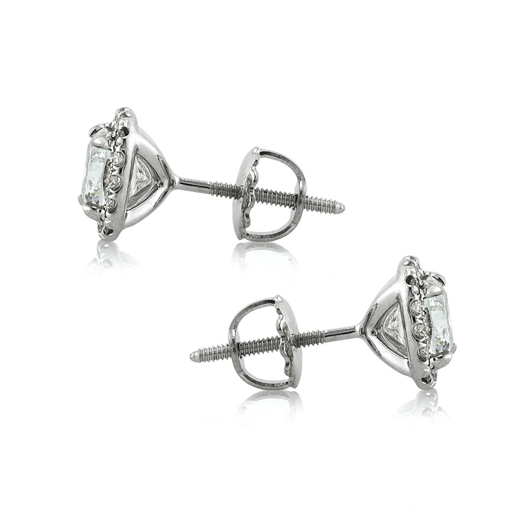 2.06ct Cushion Cut Diamond Halo Stud Earrings