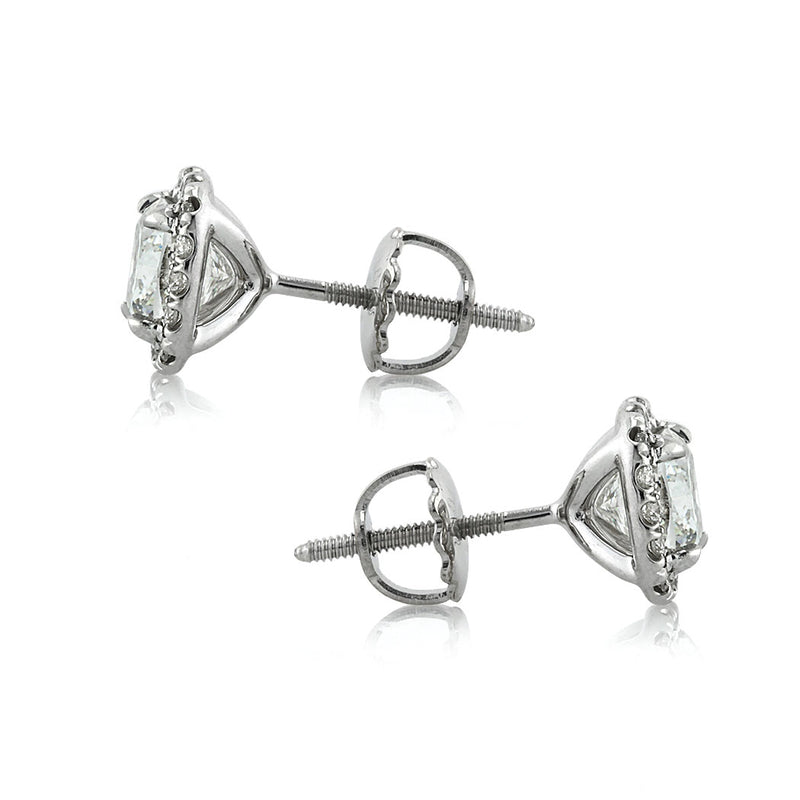 Ambre Diamond Womens Halo Jacket for Cushion Cut Stud Earrings 0.72 ctw 14K  White Gold | TriJewels