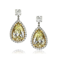 8.80ct Light Yellow Pear Shaped Diamond Earrings