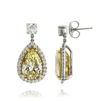 8.80ct Light Yellow Pear Shaped Diamond Earrings