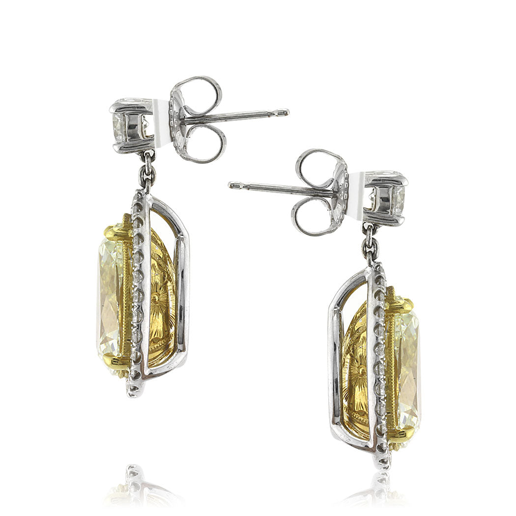 8.80ct Light Yellow Pear Shaped Diamond Earrings