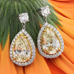 8.80ct Light Yellow Pear Shaped Diamond Earrings