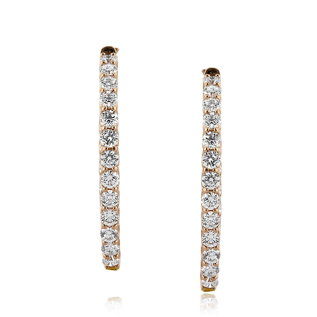 6.75ct Round Brilliant Cut Diamond Hoop Earrings in 18k Rose Gold