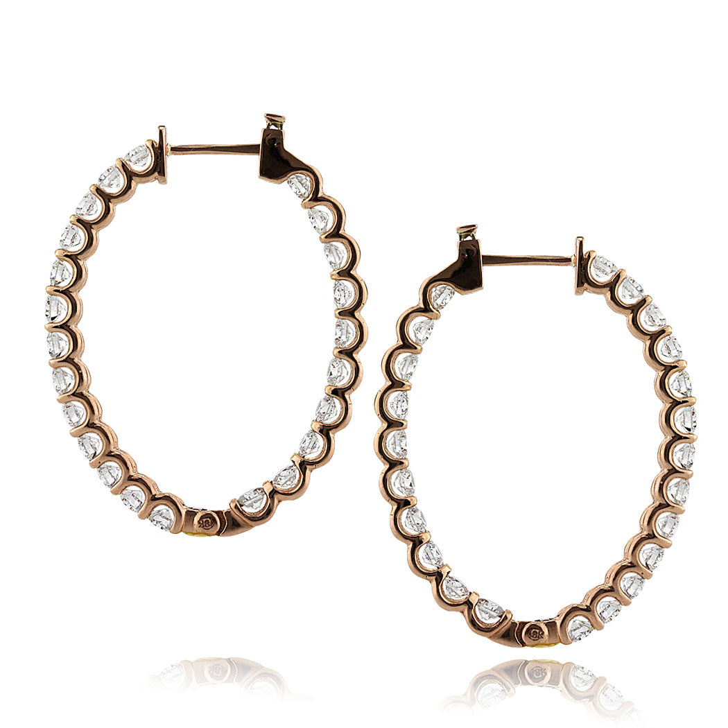 6.75ct Round Brilliant Cut Diamond Hoop Earrings in 18k Rose Gold