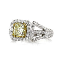 2.12ct Fancy Light Yellow Princess Cut Diamond Engagement Ring
