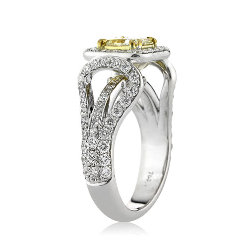 2.12ct Fancy Light Yellow Princess Cut Diamond Engagement Ring