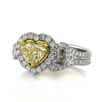 2.00ct Fancy Yellow Heart Shaped Diamond Engagement Ring