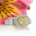 2.00ct Fancy Yellow Heart Shaped Diamond Engagement Ring