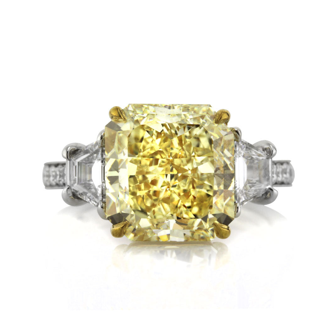 7.58ct Fancy Yellow Radiant Cut Diamond Engagement Ring