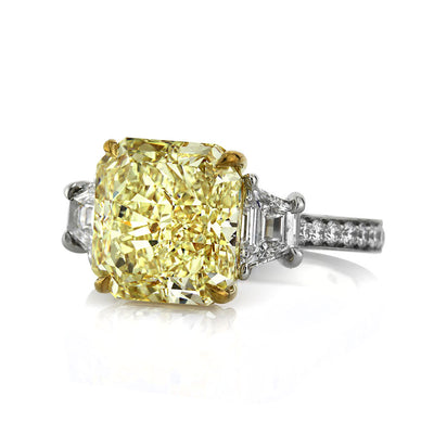 7.58ct Fancy Yellow Radiant Cut Diamond Engagement Ring