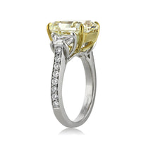 7.58ct Fancy Yellow Radiant Cut Diamond Engagement Ring