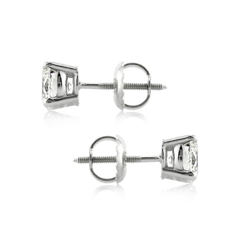 1.21ct Round Brilliant Cut Diamond Stud Earrings in 14k White Gold