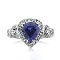 3.93ct Pear Shaped Sapphire and Diamond Engagement Ring