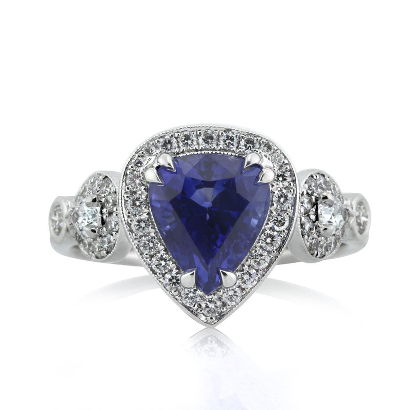3.93ct Pear Shaped Sapphire and Diamond Engagement Ring