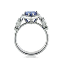 3.93ct Pear Shaped Sapphire and Diamond Engagement Ring
