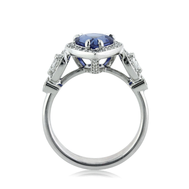 3.93ct Pear Shaped Sapphire and Diamond Engagement Ring