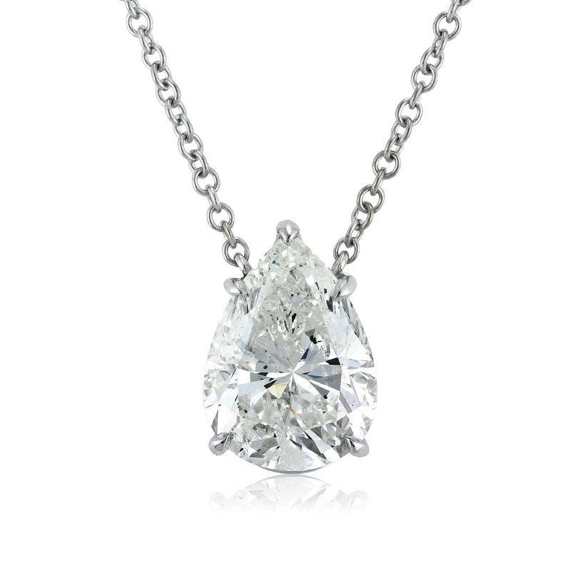 5.03ct Pear Shaped Diamond Pendant in 18k White Gold