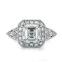 3.34ct Asscher Cut Diamond Engagement Ring