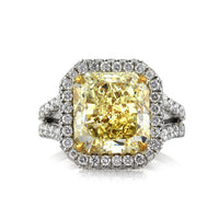 8.33ct Fancy Yellow Radiant Cut Diamond Engagement Ring