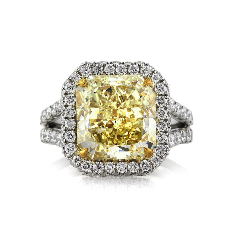 8.33ct Fancy Yellow Radiant Cut Diamond Engagement Ring