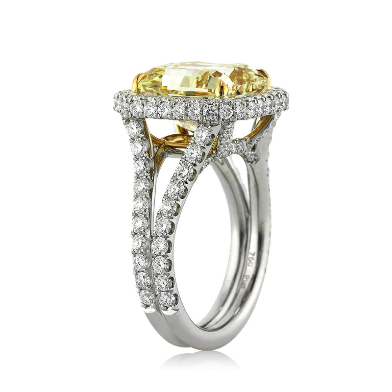 8.33ct Fancy Yellow Radiant Cut Diamond Engagement Ring