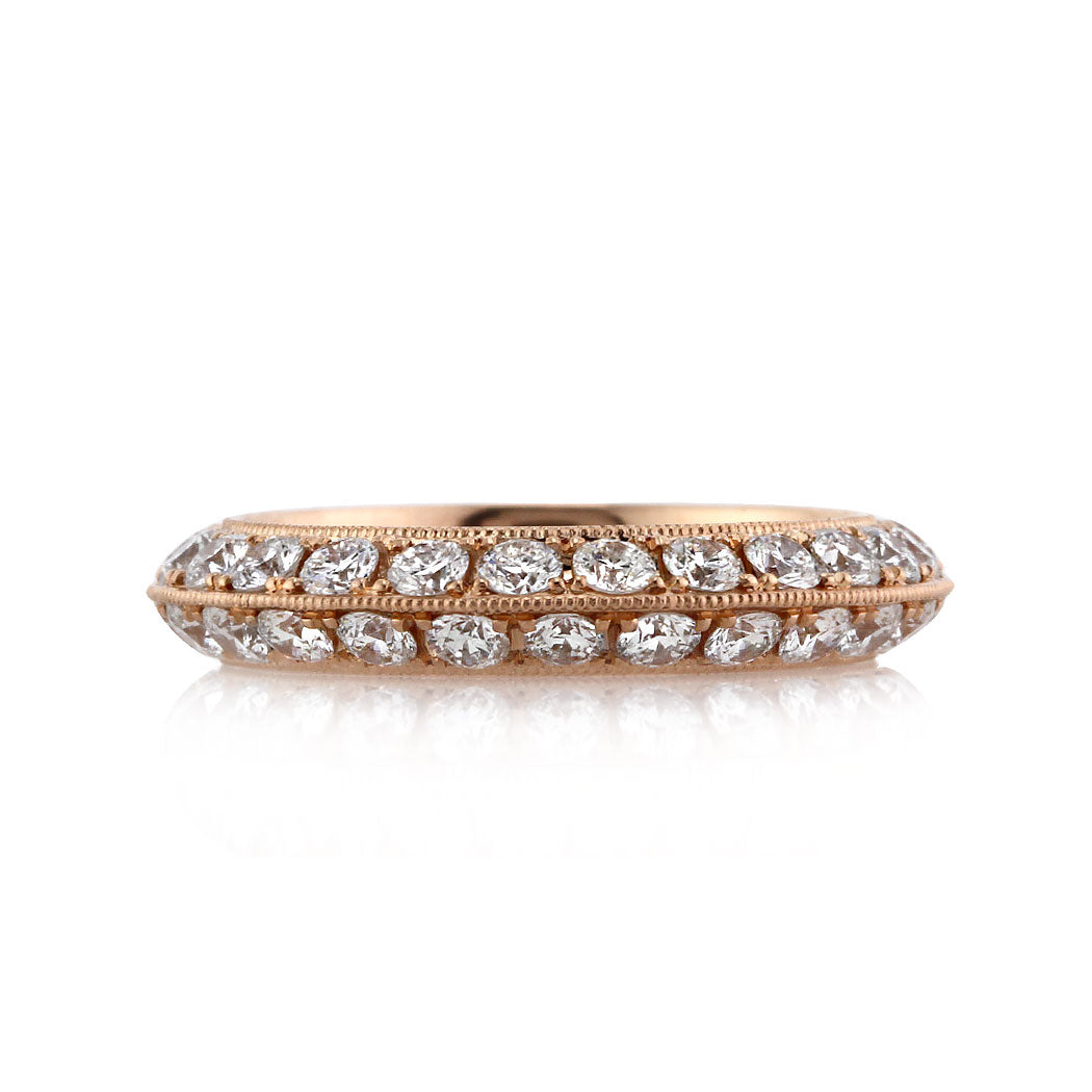 2.00ct Round Brilliant Cut Diamond Knife-Edge Eternity Band in 18k Rose Gold