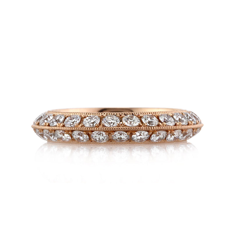 2.00ct Round Brilliant Cut Diamond Knife-Edge Eternity Band in 18k Rose Gold