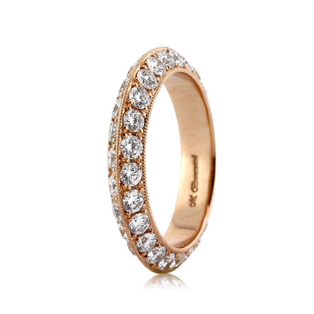 2.00ct Round Brilliant Cut Diamond Knife-Edge Eternity Band in 18k Rose Gold
