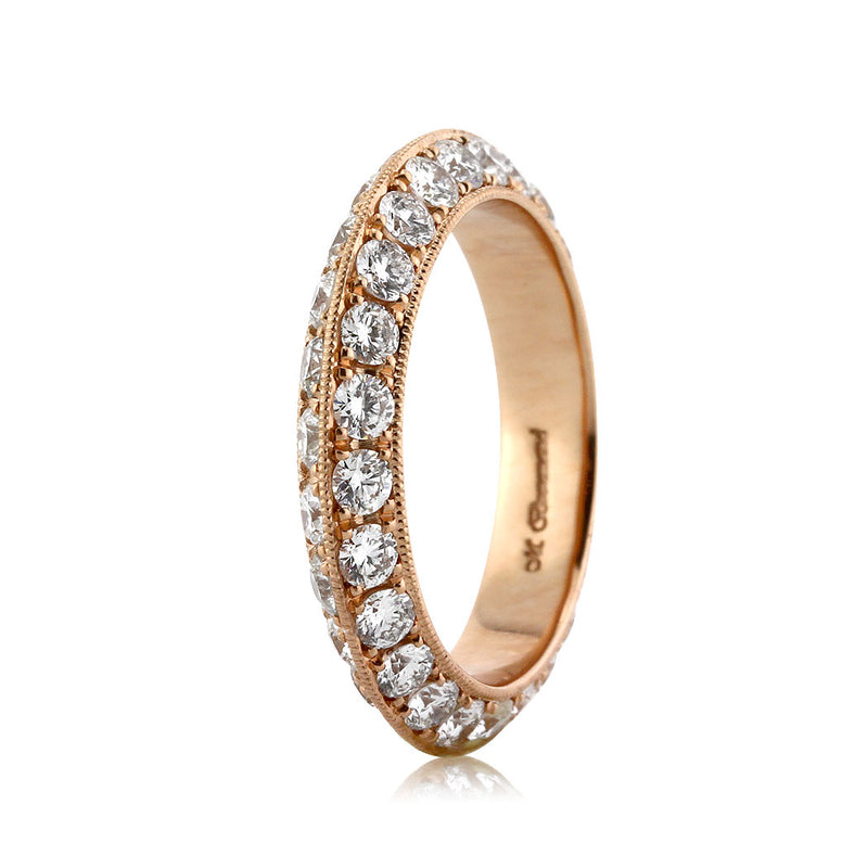 2.00ct Round Brilliant Cut Diamond Knife-Edge Eternity Band in 18k Rose Gold