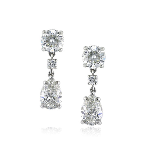 3.56ct Pear Shaped Diamond Earrings in Platinum