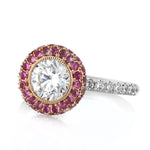1.70ct Round Brilliant Cut Diamond and Sapphire Diamond Engagement Ring