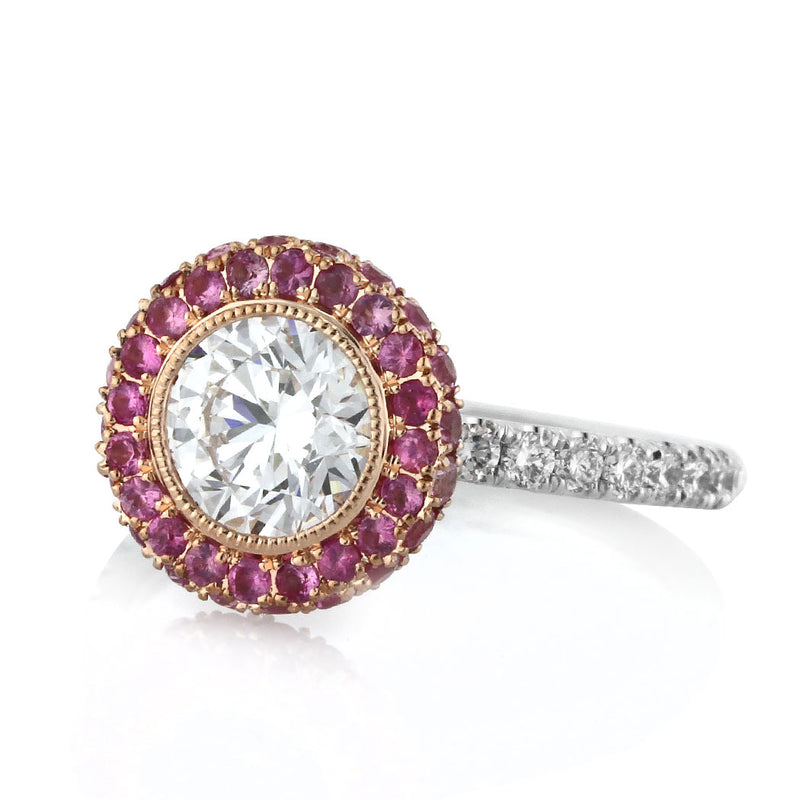 1.70ct Round Brilliant Cut Diamond and Sapphire Diamond Engagement Ring