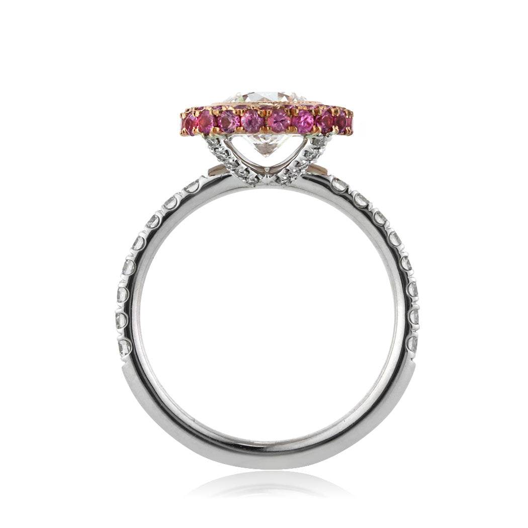 1.70ct Round Brilliant Cut Diamond and Sapphire Diamond Engagement Ring