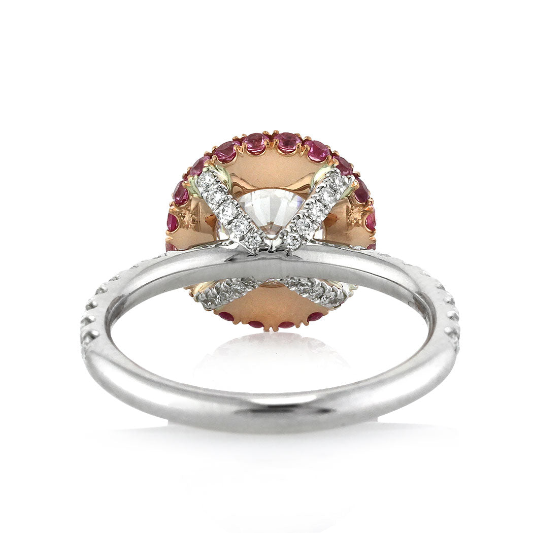 1.70ct Round Brilliant Cut Diamond and Sapphire Diamond Engagement Ring