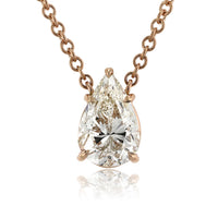 2.02ct Pear Shaped Diamond Solitaire Pendant in 14k Rose Gold