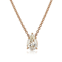 2.02ct Pear Shaped Diamond Solitaire Pendant in 14k Rose Gold