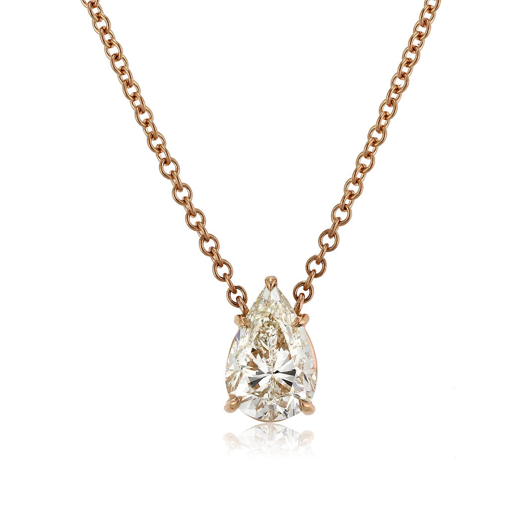 2.02ct Pear Shaped Diamond Solitaire Pendant in 14k Rose Gold