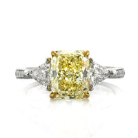 3.78ct Fancy Light Yellow Radiant Cut Diamond Engagement Ring