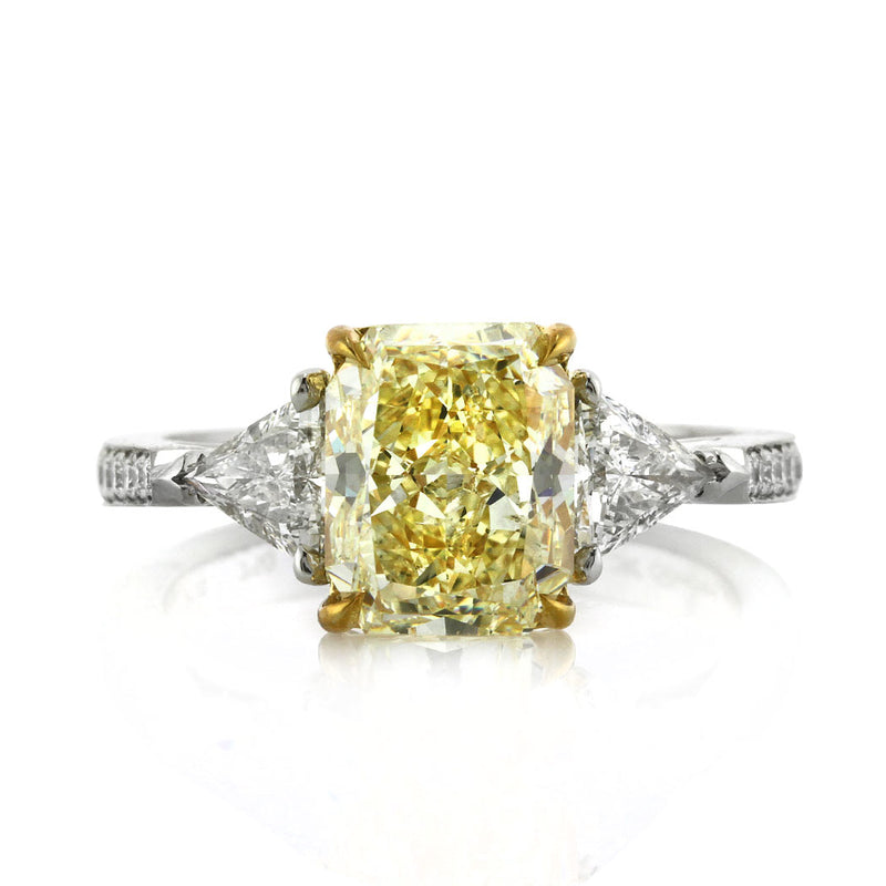3.78ct Fancy Light Yellow Radiant Cut Diamond Engagement Ring
