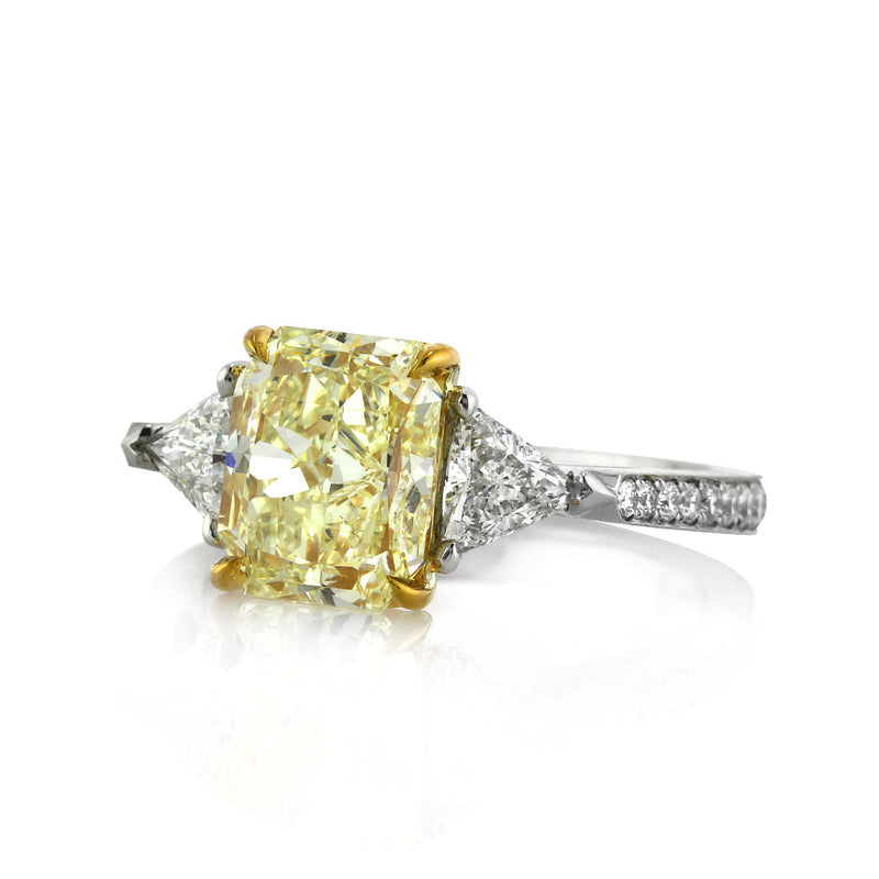 3.78ct Fancy Light Yellow Radiant Cut Diamond Engagement Ring