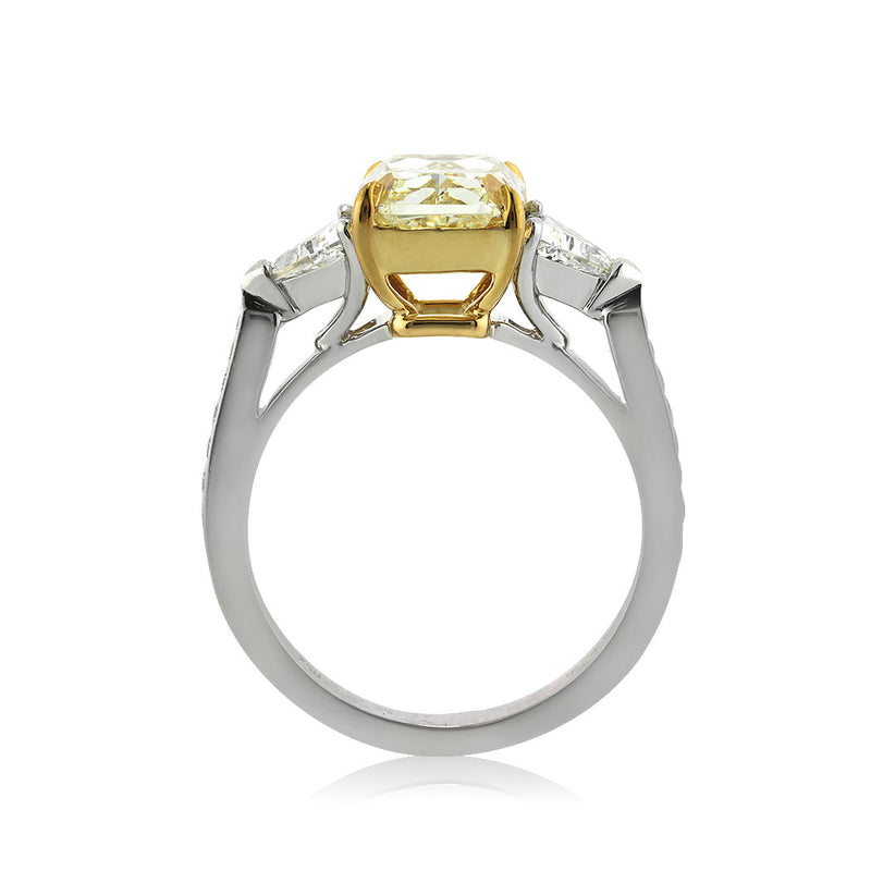 3.78ct Fancy Light Yellow Radiant Cut Diamond Engagement Ring