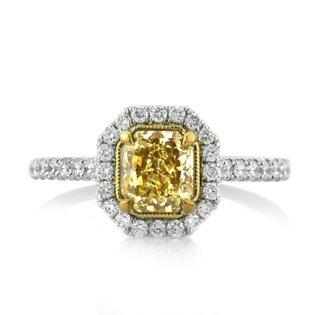 1.76ct Fancy Yellow Radiant Cut Diamond Engagement Ring