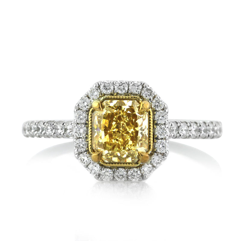 1.76ct Fancy Yellow Radiant Cut Diamond Engagement Ring