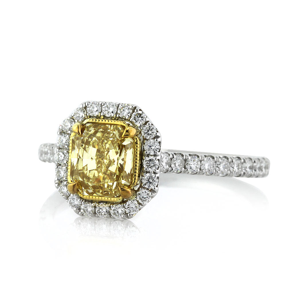 1.76ct Fancy Yellow Radiant Cut Diamond Engagement Ring