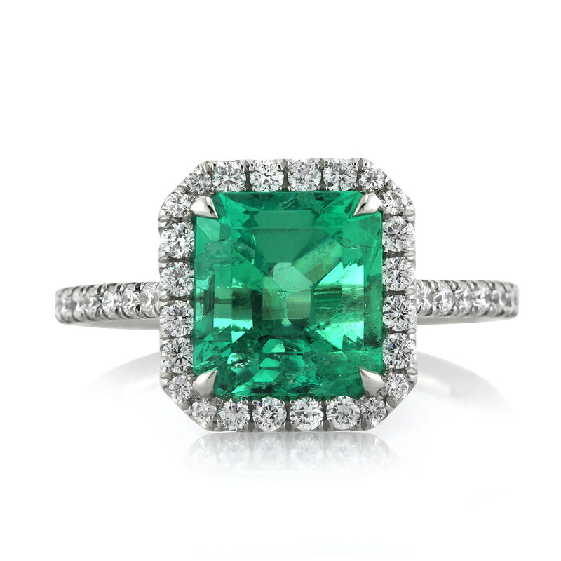 2.84ct Emerald and Diamond Engagement Ring