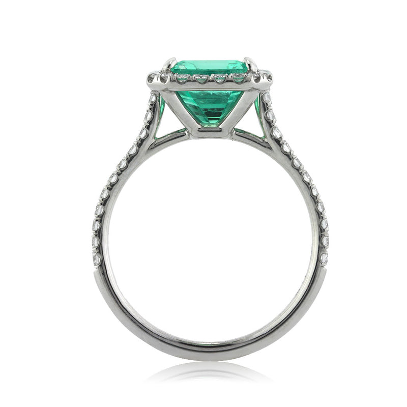 2.84ct Emerald and Diamond Engagement Ring