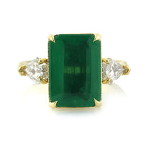 6.35ct Emerald and Diamond Three-Stone Ring